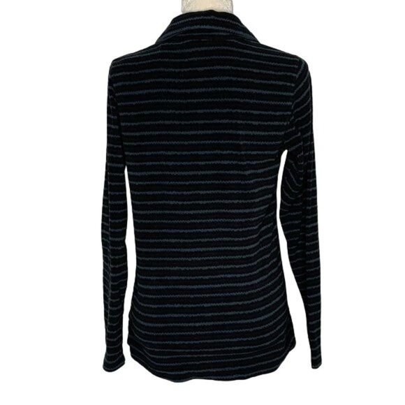 Columbia Quarter Zip Fleece Sweater M Black Green Striped Long Sleeves Collared - Picture 4 of 5
